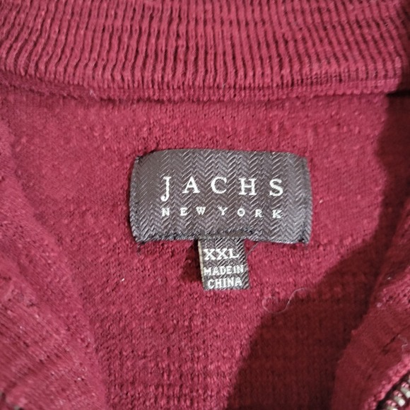 Jachs New York Burgundy Sweater Size 2XL Men's Quarter Zip Pullover Raglan 0532 - Picture 5 of 7